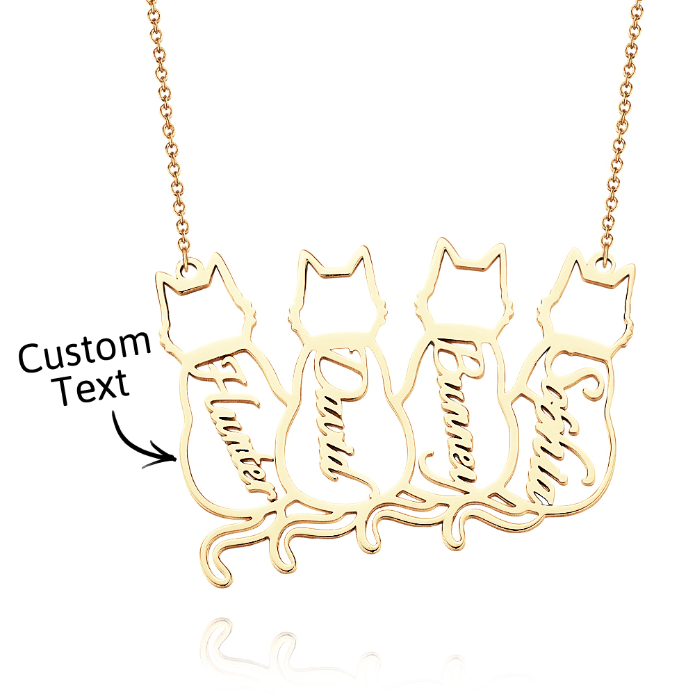 Collana Con Gatto Personalizzata, Collana Con Nome Di Gatto Portafortuna Personalizzato, Ciondolo Con Nome Inciso, Regalo Per Lei - 