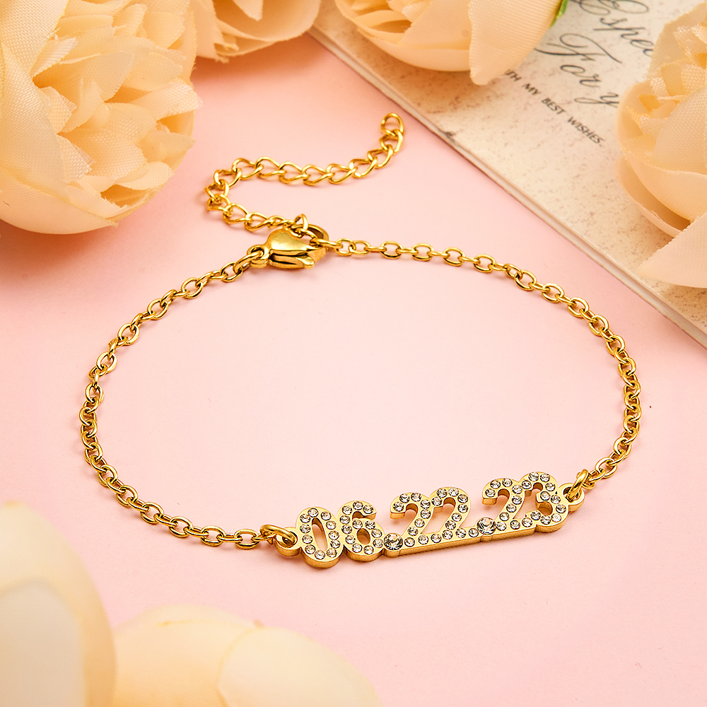 Bracciale Con Data Personalizzato Bracciale Con Data Anniversario Personalizzato Per Lei Bracciale Minimalista Con Data Incisa Regali A Sorpresa Per Le Amiche - 