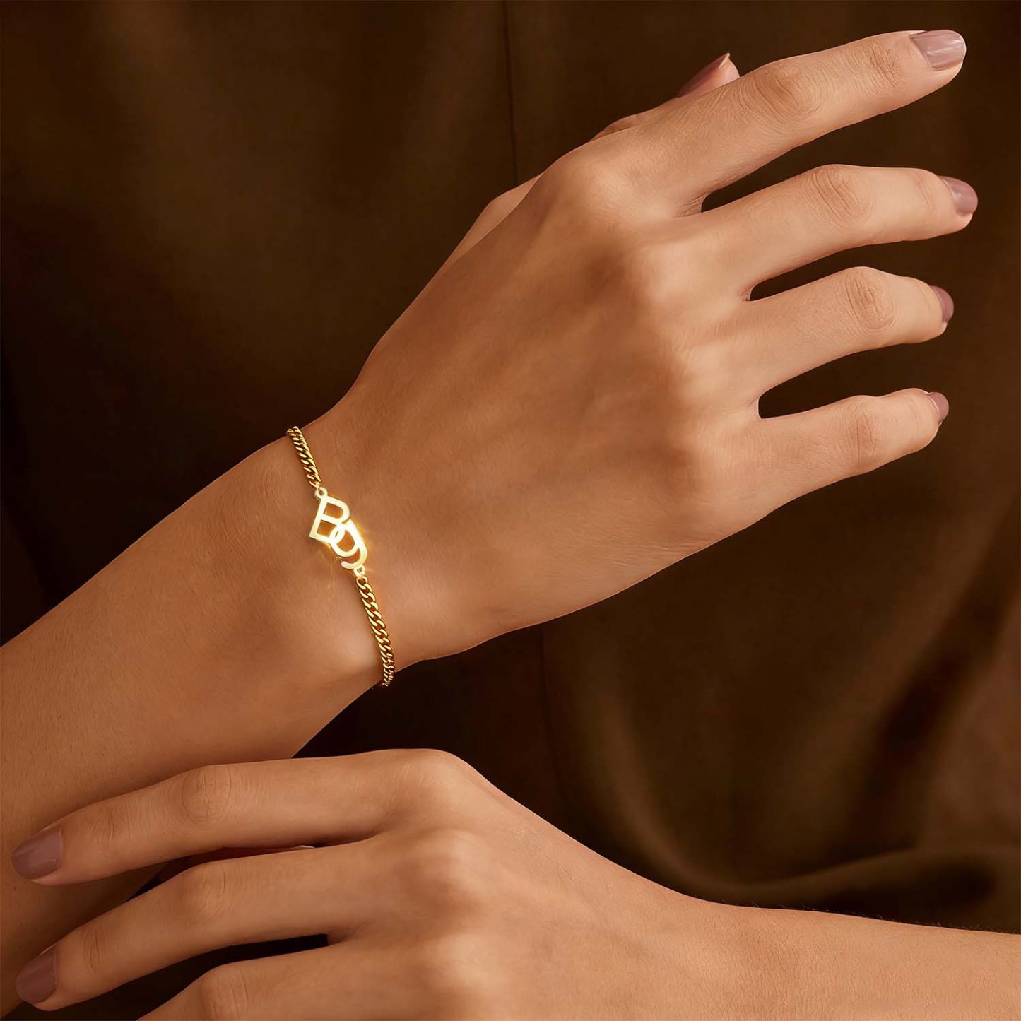 Bracciale Personalizzato Con Iniziali Intrecciate, Bracciale Personalizzato Con Catena A Maglie Con Due Iniziali, Bracciale Per Coppie Con Lettere Intrecciate, Regali Di Coppia Per Lei - 