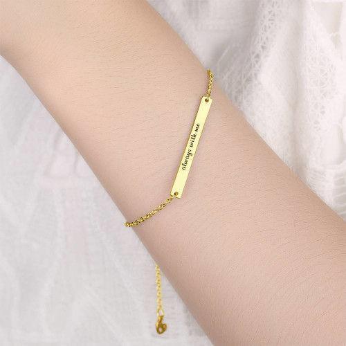 Custom Bar Engraved Bracelet 14K Gold