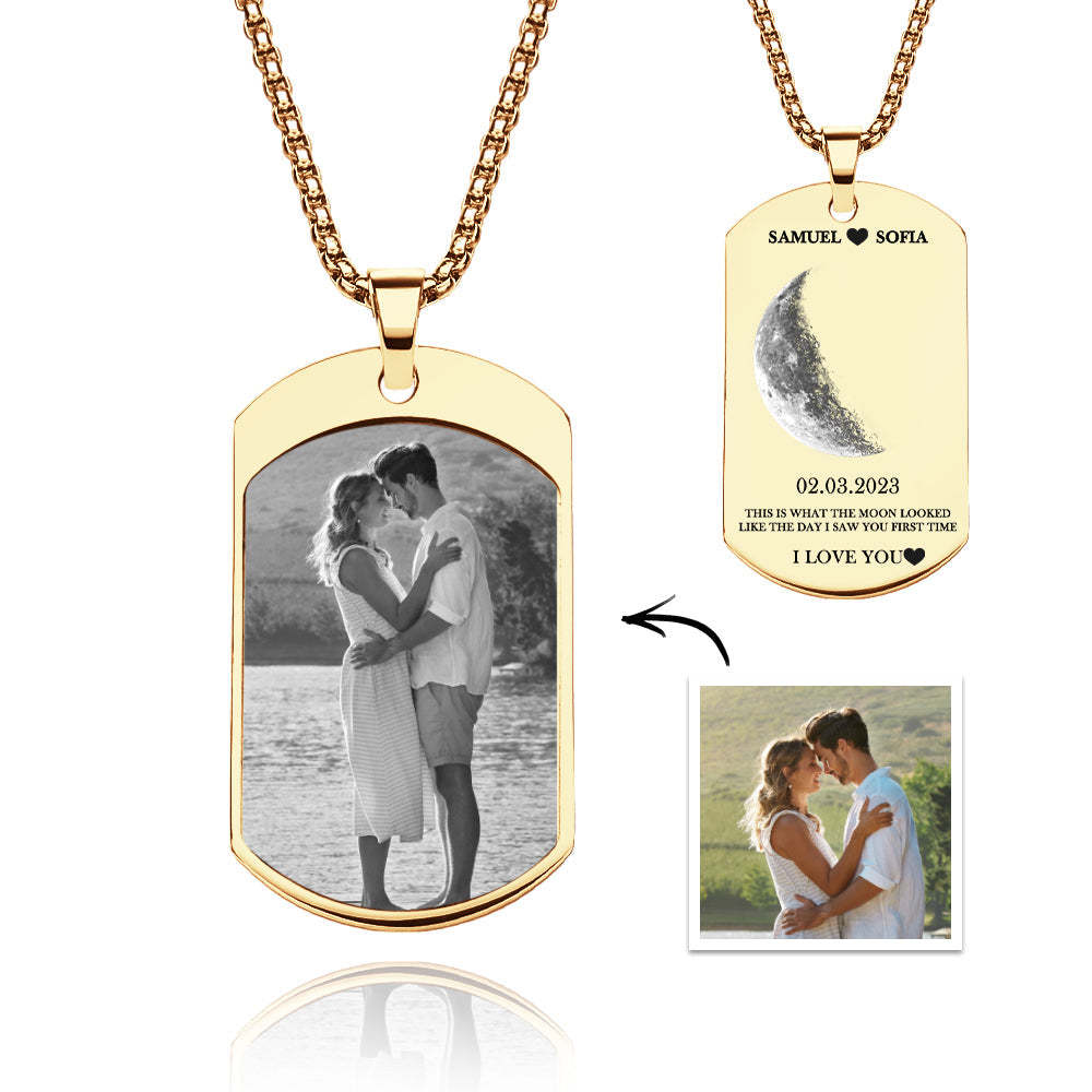 Collana Personalizzata Con Fasi Lunari Elegante Ciondolo Con Foto Personalizzato, Regalo Di San Valentino - tuacollananome