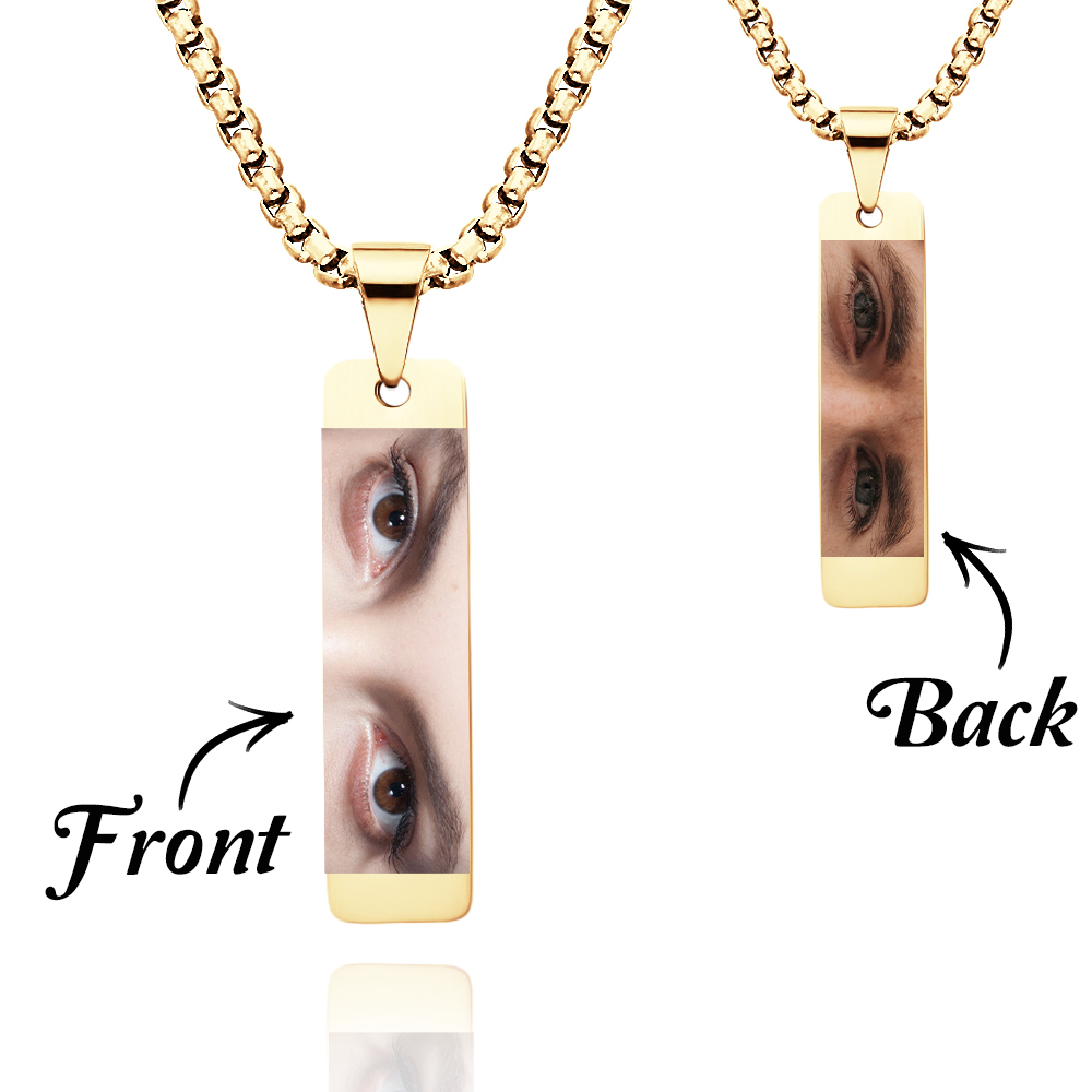 Collana Con Foto Personalizzata Con Occhi Colorati, Gioielli Personalizzabili Su Entrambi I Lati, Collana Con Foto Con Occhi, Tu E Lui/lei - 