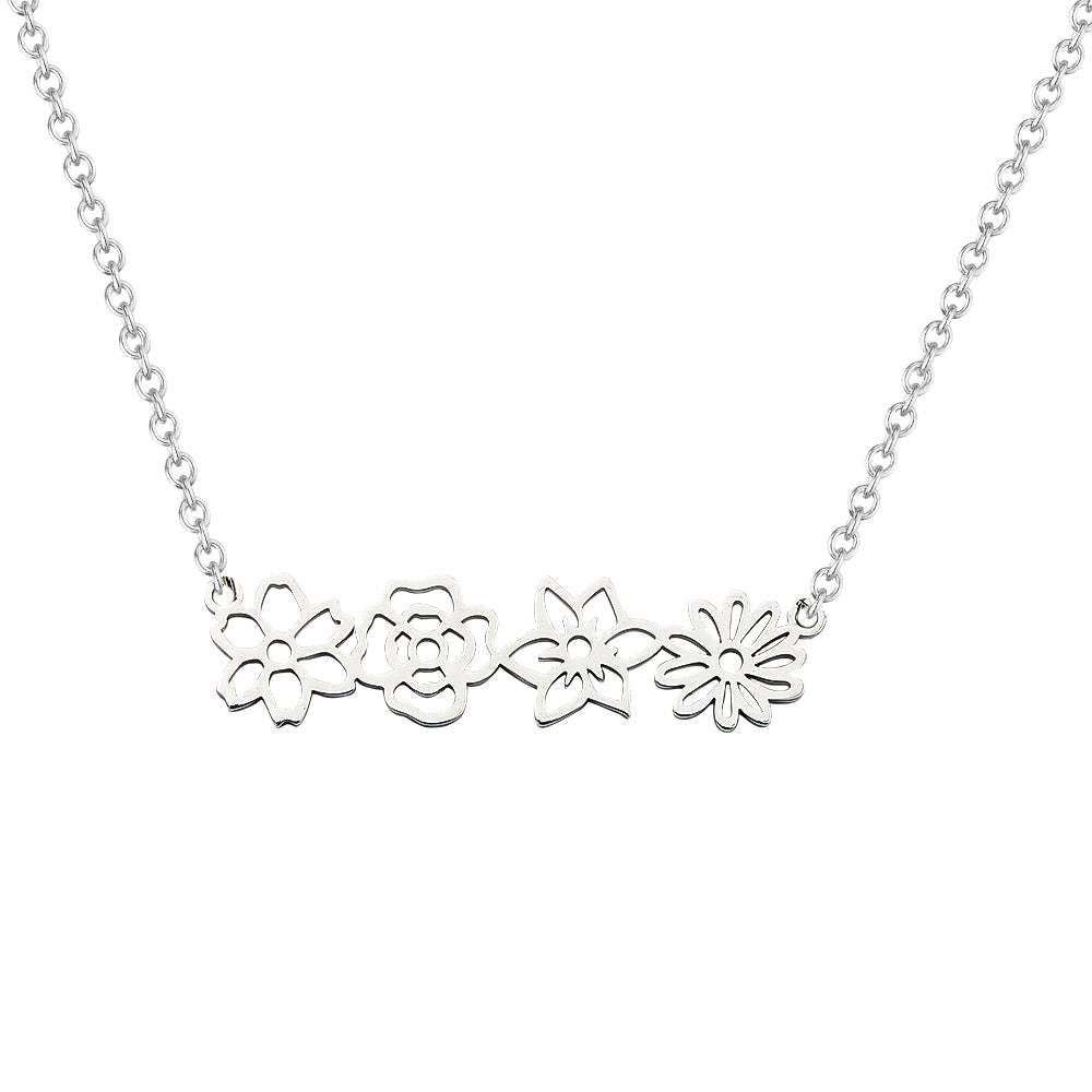 Collana Floreale Personalizzata Con Collana Di Fiori Di Nascita Multipla, Collana Floreale, Regalo Per La Mamma - tuacollananome
