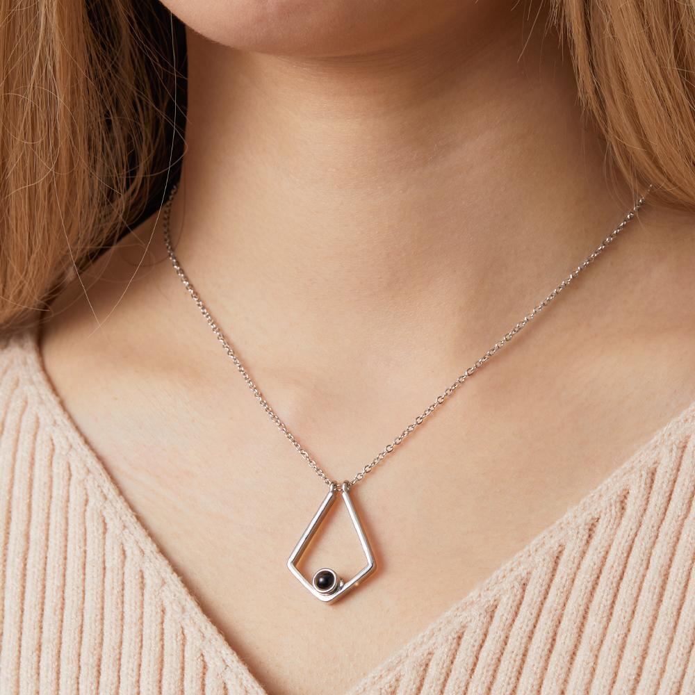 Collana Con Proiezione Fotografica Collana Commemorativa Poligonale Con Immagine Personalizzata - tuacollananome
