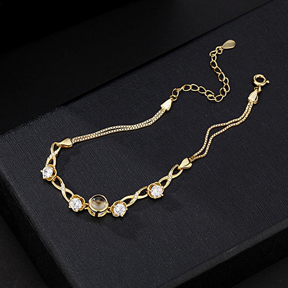 Bracciale Personalizzato Per Proiezione Di Foto Con Diamanti Bellissimo Regalo Di Anniversario Per Lei - tuacollananome