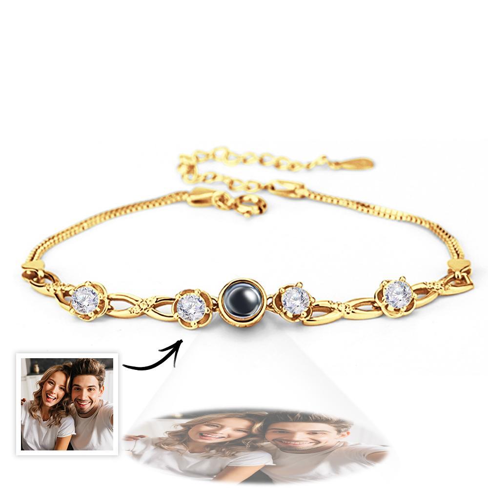 Bracciale Personalizzato Per Proiezione Di Foto Con Diamanti Bellissimo Regalo Di Anniversario Per Lei - tuacollananome
