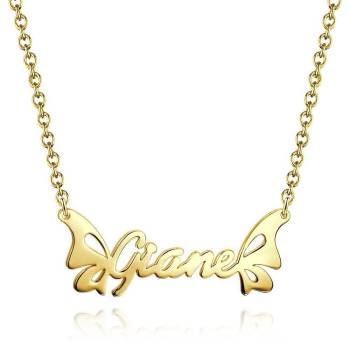 Personalized Butterfly Name Necklace 14K Gold