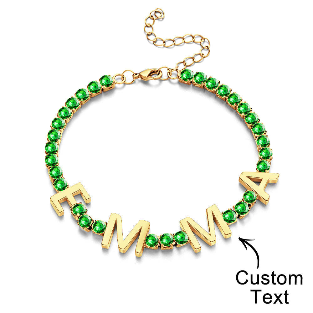 Gioielli Hiphop Con Bracciale A Catena Da Tennis Con Nome Personalizzato E Lettera Per Regalo - tuacollananome