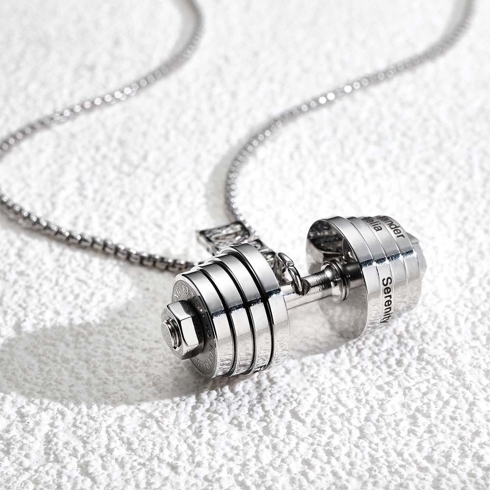 Collana Personalizzata Con Ciondolo Con Manubri Dad, Ciondolo Alla Moda, Regalo Per La Festa Del Papà - tuacollananome