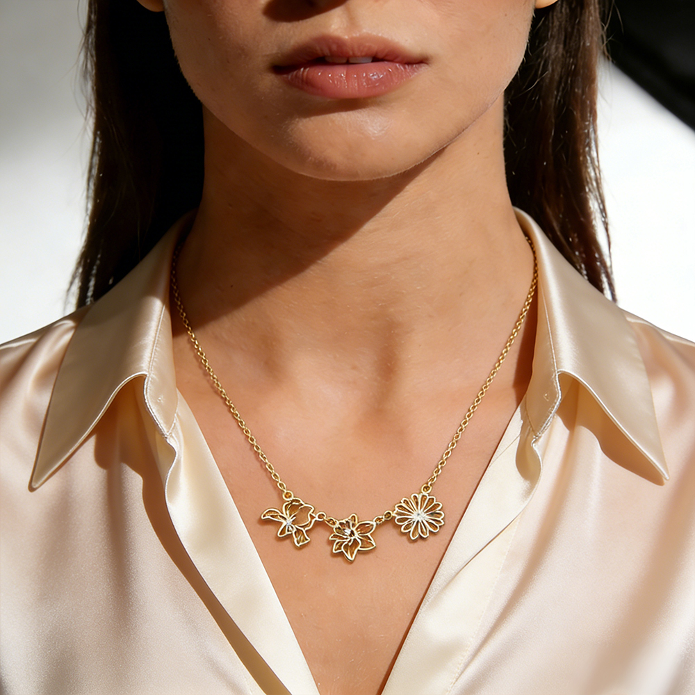 Collana Personalizzata Con Fiore Di Nascita E Pietra Portafortuna, Ciondolo Per La Famiglia, Ciondolo Personalizzato Con Fiore Di Nascita, Collana Con Fiore Di Nascita Per La Famiglia - 