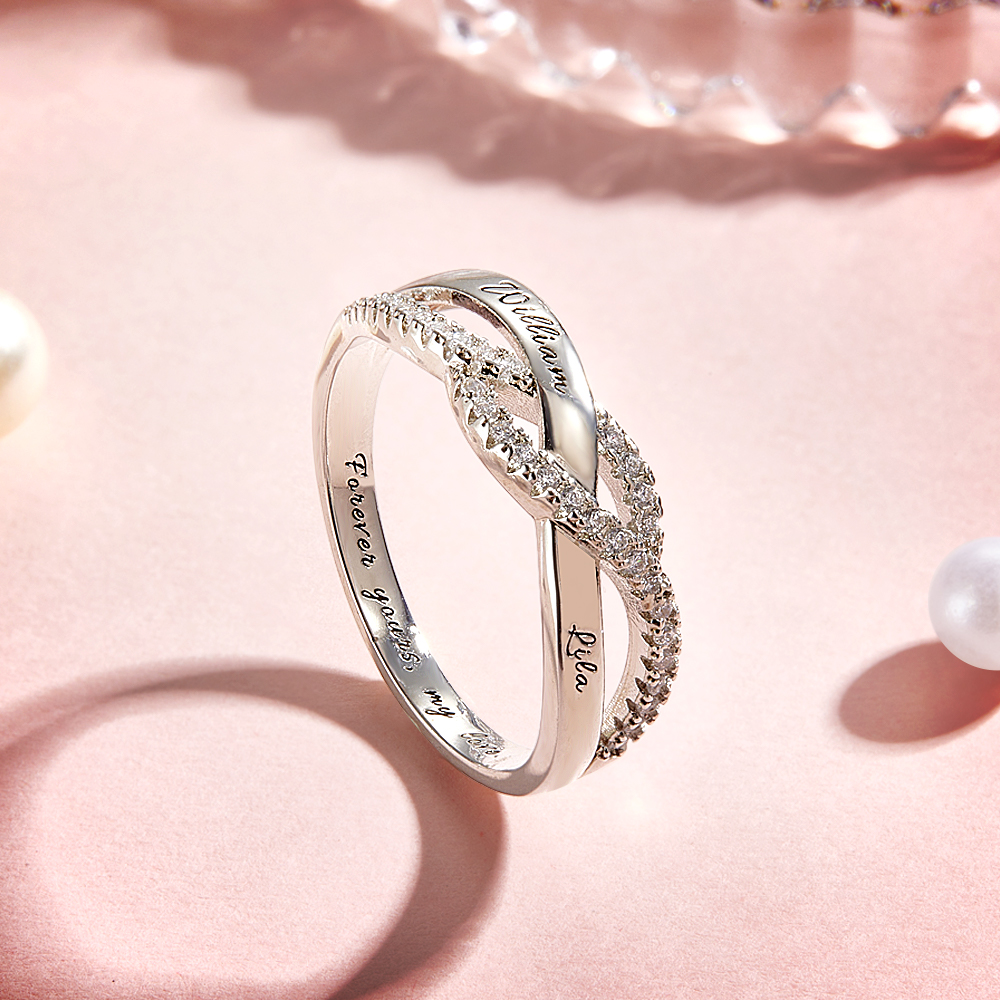 Anello Personalizzato Con Due Nomi E Un Messaggio Eterno. Anello Con Nomi Incisi Personalizzati E Una Frase Segreta. Dolce Regalo Per Lei.