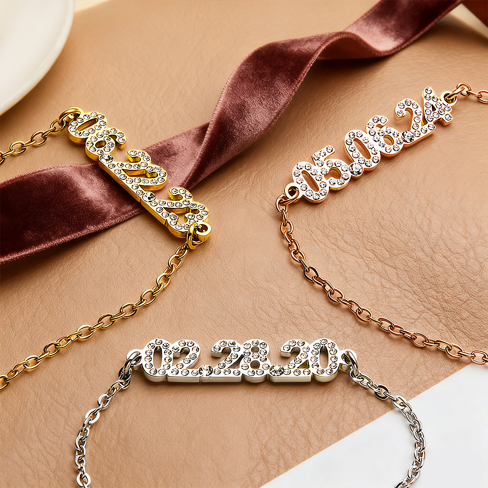 Bracciale Con Data Personalizzato Bracciale Con Data Anniversario Personalizzato Per Lei Bracciale Minimalista Con Data Incisa Regali A Sorpresa Per Le Amiche - 