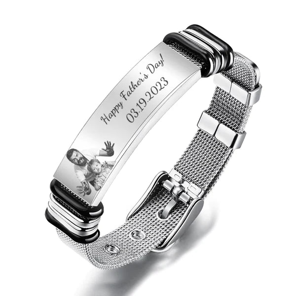 Bracciale In Acciaio Inossidabile Personalizzato Con Codice Spotify Con Incisione Fotografica Opzionale I Migliori Regali Per I Papà Per La Festa Del Papà