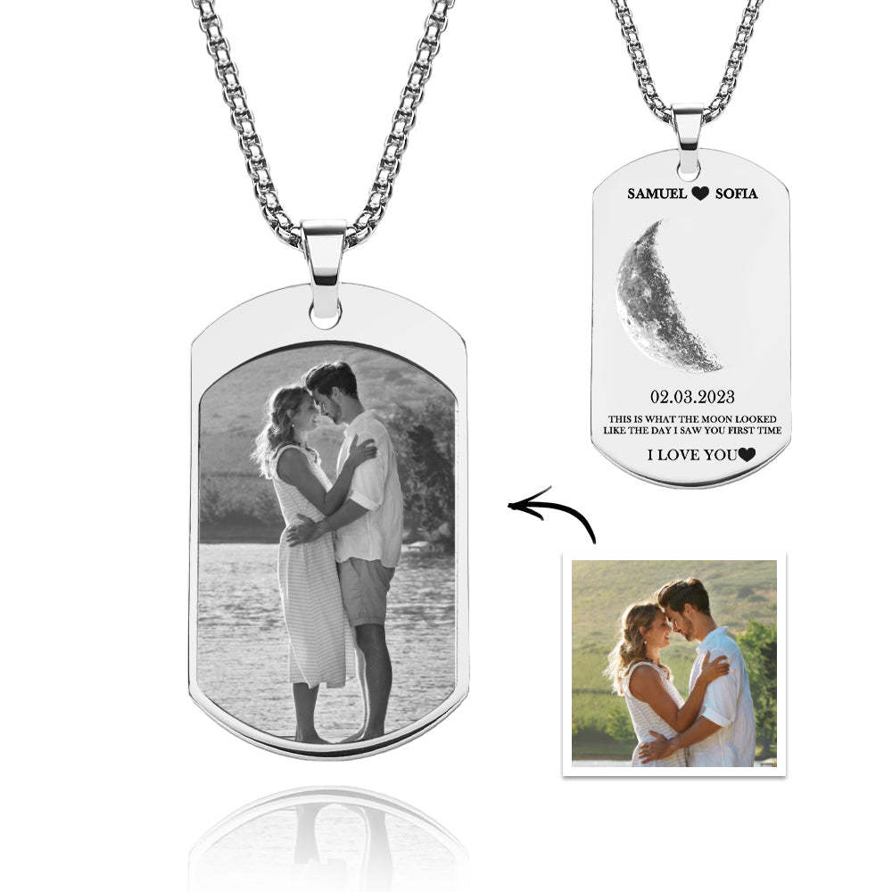 Collana Personalizzata Con Fasi Lunari Elegante Ciondolo Con Foto Personalizzato, Regalo Di San Valentino - tuacollananome