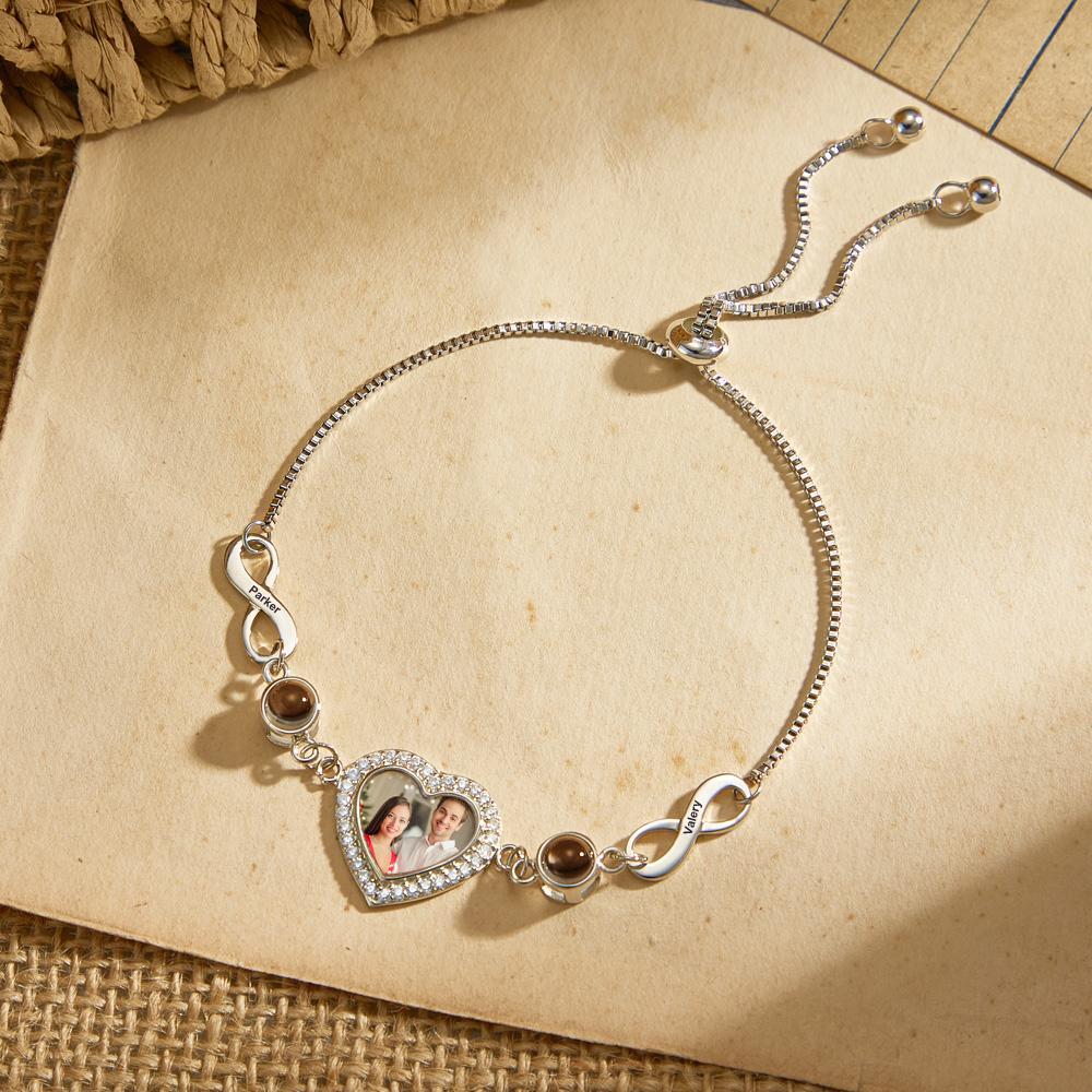 Bracciale Con Proiezione Fotografica Personalizzata Con Testo Love Infinite Bracciale, Regalo Di Gioielli Per Lei - tuacollananome