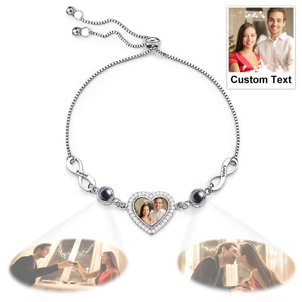 Bracciale Con Proiezione Fotografica Personalizzata Con Testo Love Infinite Bracciale, Regalo Di Gioielli Per Lei - tuacollananome