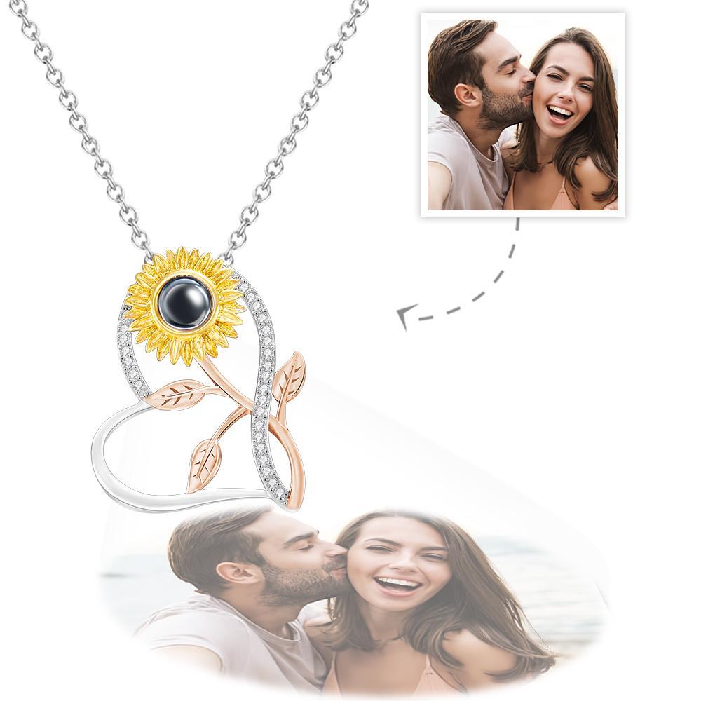 Collana Con Proiezione Personalizzata Di Foto, Regali Di Design Girasole - tuacollananome