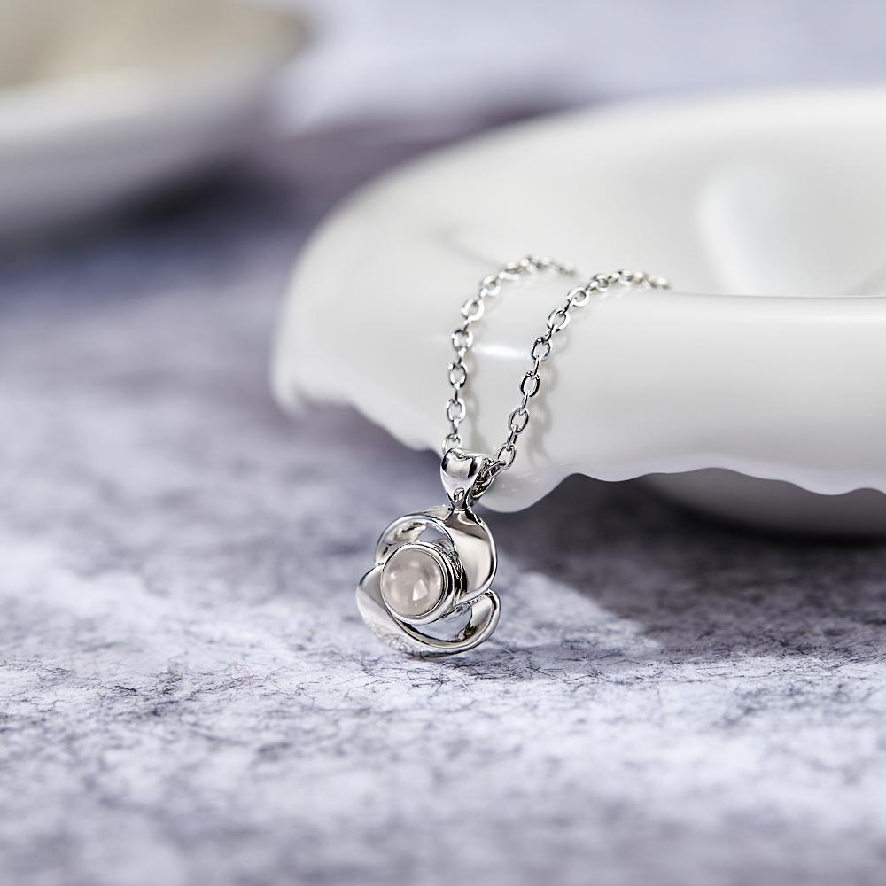 Collana Con Proiezione Fotografica Personalizzata Collana Con Ciondolo Con Foto Rosa Regalo Di San Valentino - tuacollananome