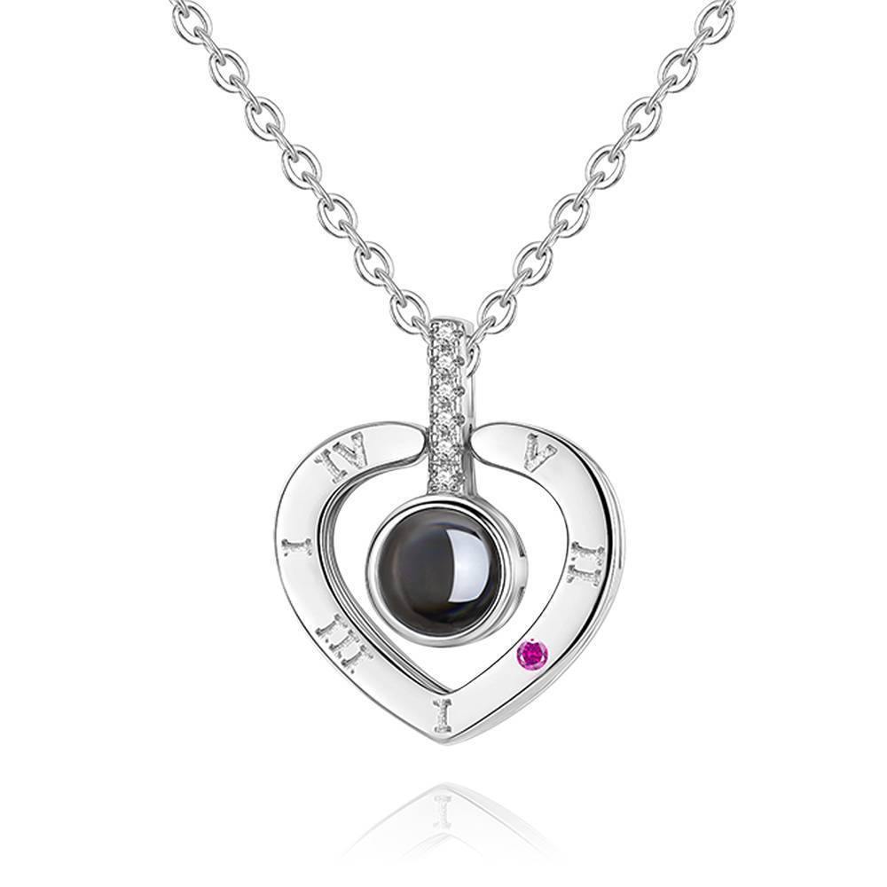 Collana Ti Amo In 100 Lingue Collana Con Proiezione Fotografica A Forma Di Cuore In Argento - tuacollananome