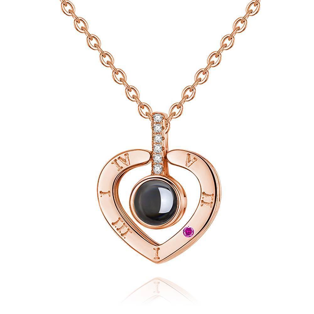 Collana Ti Amo In 100 Lingue Collana Con Proiezione Di Foto A Forma Di Cuore In Argento - Placcato Oro Rosa - tuacollananome