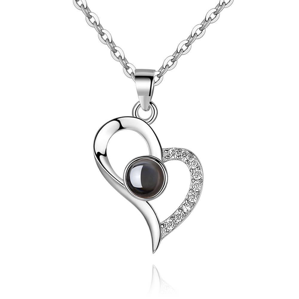 Collana Ti Amo In 100 Lingue. Collana Con Proiezione Incisa. Ama Il Tuo Cuore In Argento - tuacollananome