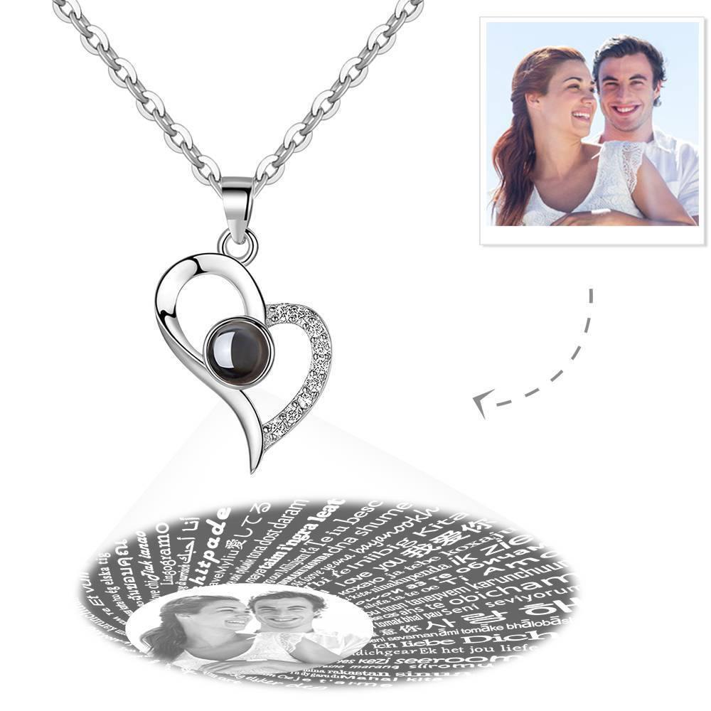 Regalo Per La Festa Della Mamma Collana Ti Amo In 100 Lingue Collana Con Proiezione Di Foto Ama Il Tuo Cuore Argento - tuacollananome