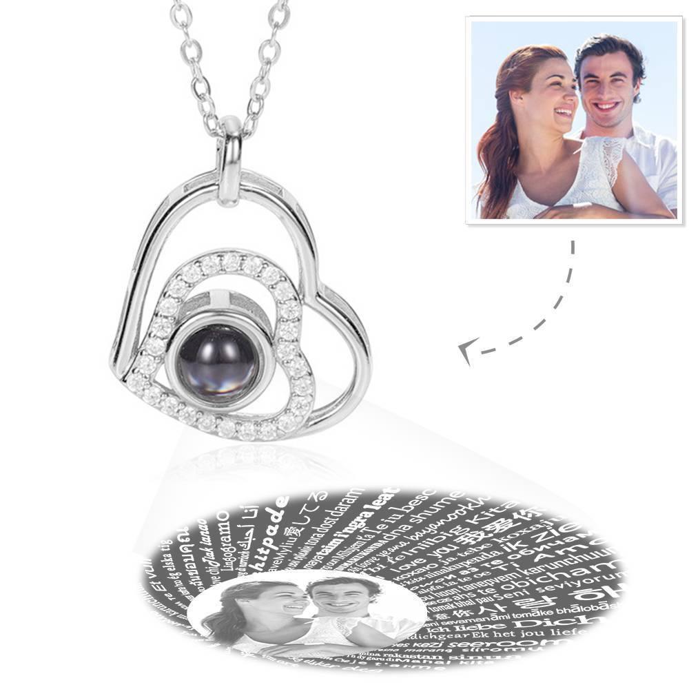 Collana Ti Amo In 100 Lingue Collana Con Proiezione Di Foto Incise, Regalo Perfetto Argento - tuacollananome