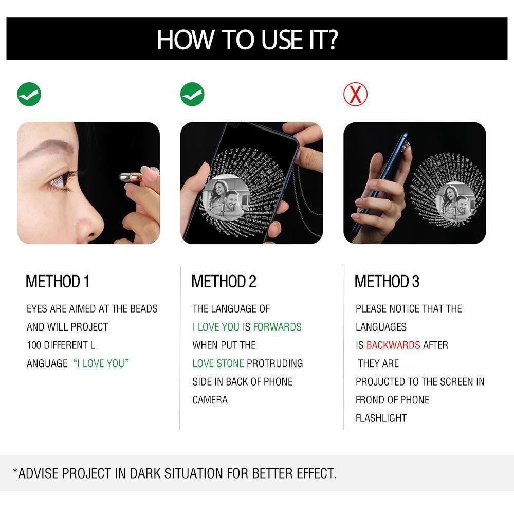 Collana Ti Amo In 100 Lingue Collana Con Proiezione Di Foto Regali Unici - tuacollananome