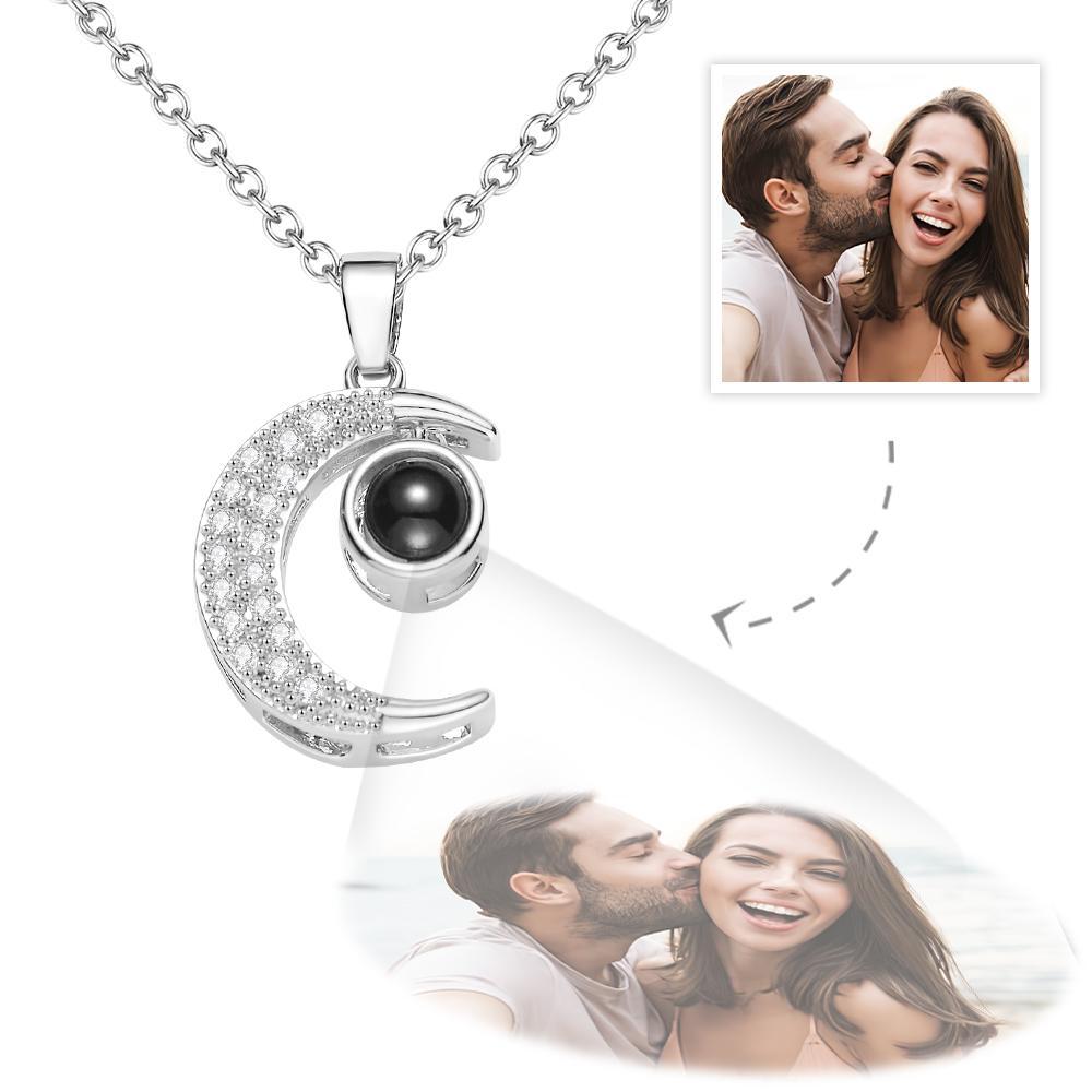 Collana Personalizzata Con Proiezione Di Foto, Strass, Luna, Regali Squisiti - tuacollananome
