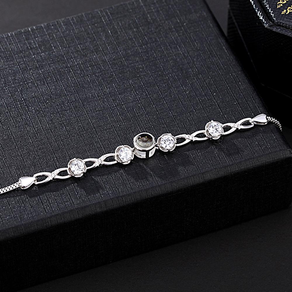Bracciale Personalizzato Per Proiezione Di Foto Con Diamanti Bellissimo Regalo Di Anniversario Per Lei - tuacollananome