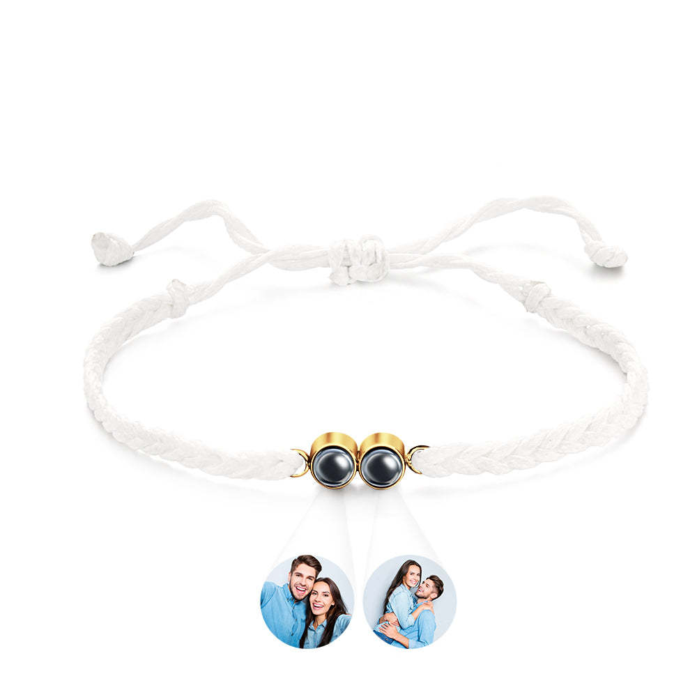 Bracciale Personalizzato Con Immagine Proiettata. Corda Intrecciata Multicolore. Bracciale Personalizzato Con Due Foto. Regalo Semplice - tuacollananome