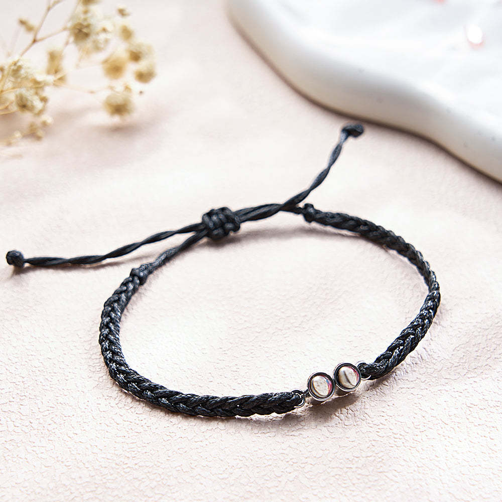 Bracciale Personalizzato Con Immagine Proiettata. Corda Intrecciata Multicolore. Bracciale Personalizzato Con Due Foto. Regalo Semplice - tuacollananome