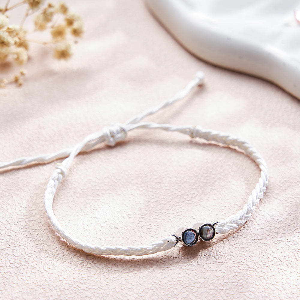 Bracciale Personalizzato Con Immagine Proiettata. Corda Intrecciata Multicolore. Bracciale Personalizzato Con Due Foto. Regalo Semplice - tuacollananome
