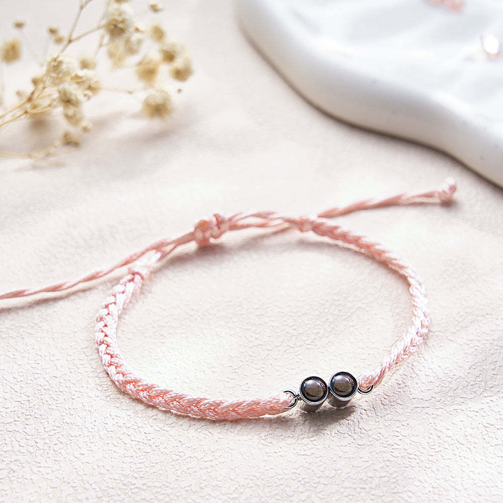 Bracciale Personalizzato Con Immagine Proiettata. Corda Intrecciata Multicolore. Bracciale Personalizzato Con Due Foto. Regalo Semplice - tuacollananome