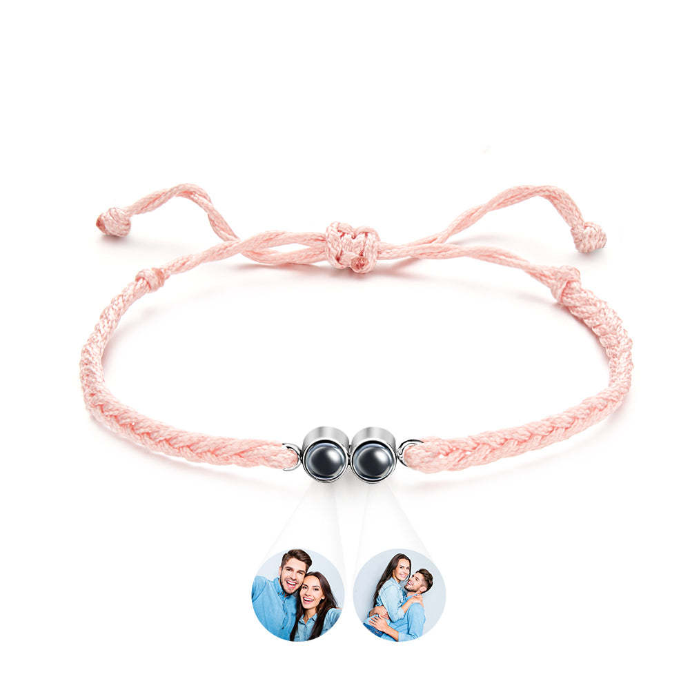 Bracciale Personalizzato Con Immagine Proiettata. Corda Intrecciata Multicolore. Bracciale Personalizzato Con Due Foto. Regalo Semplice - tuacollananome