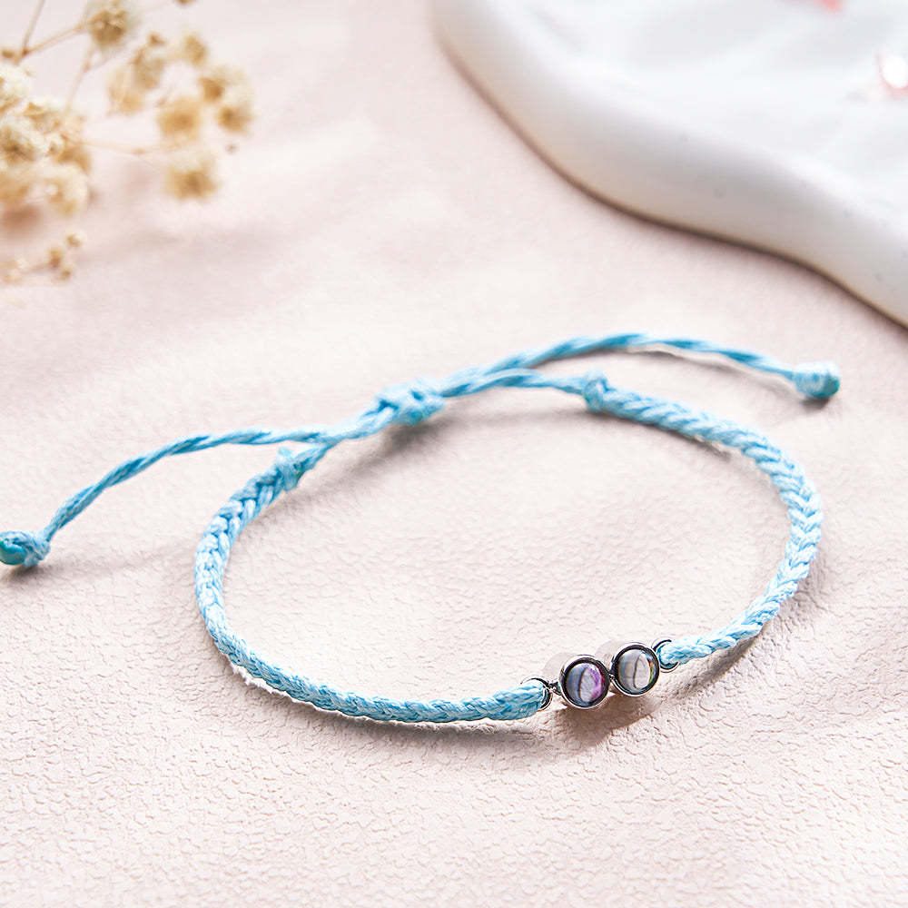 Bracciale Personalizzato Con Immagine Proiettata. Corda Intrecciata Multicolore. Bracciale Personalizzato Con Due Foto. Regalo Semplice - tuacollananome