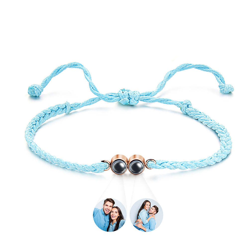 Bracciale Personalizzato Con Immagine Proiettata. Corda Intrecciata Multicolore. Bracciale Personalizzato Con Due Foto. Regalo Semplice - tuacollananome