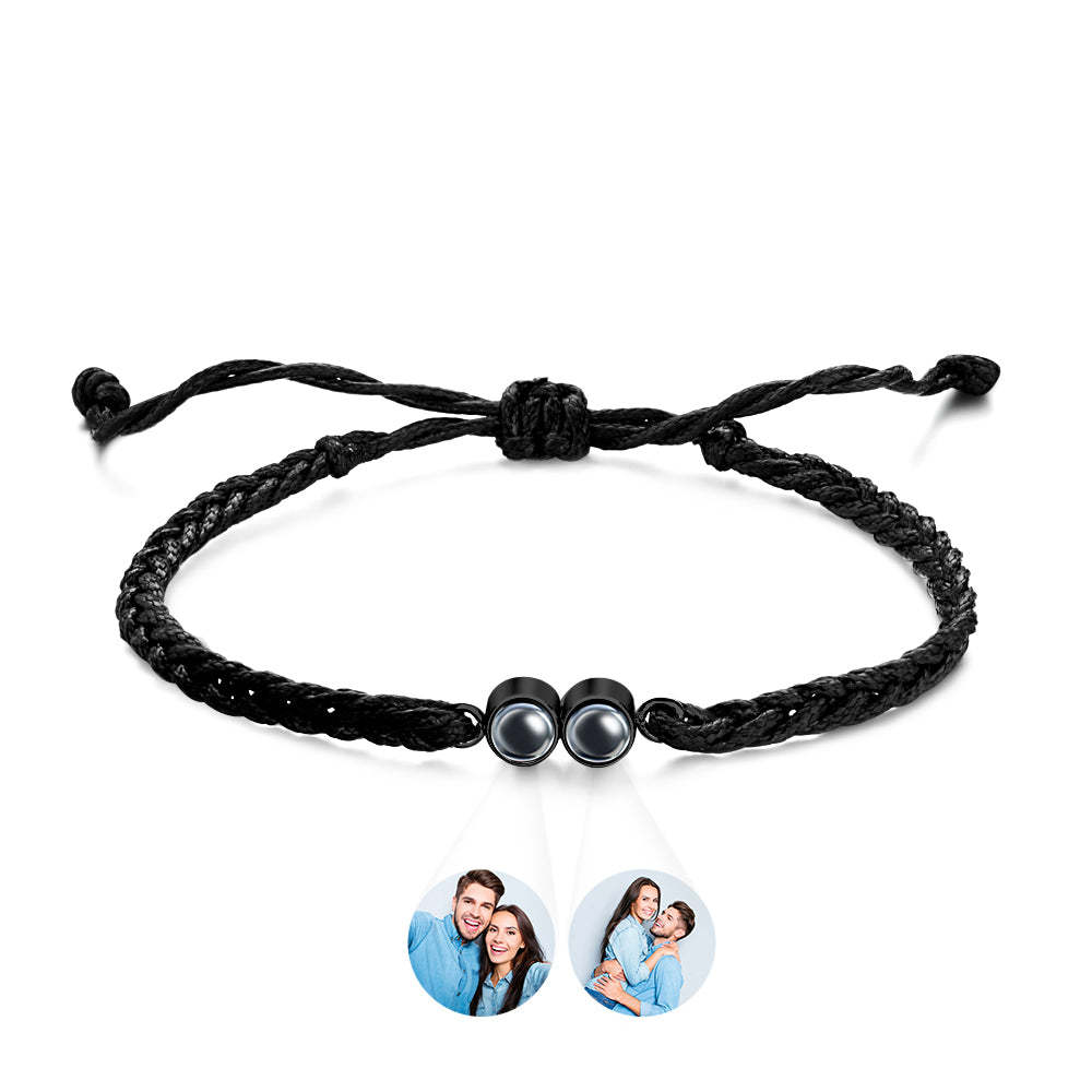 Bracciale Personalizzato Con Immagine Proiettata. Corda Intrecciata Multicolore. Bracciale Personalizzato Con Due Foto. Regalo Semplice - tuacollananome
