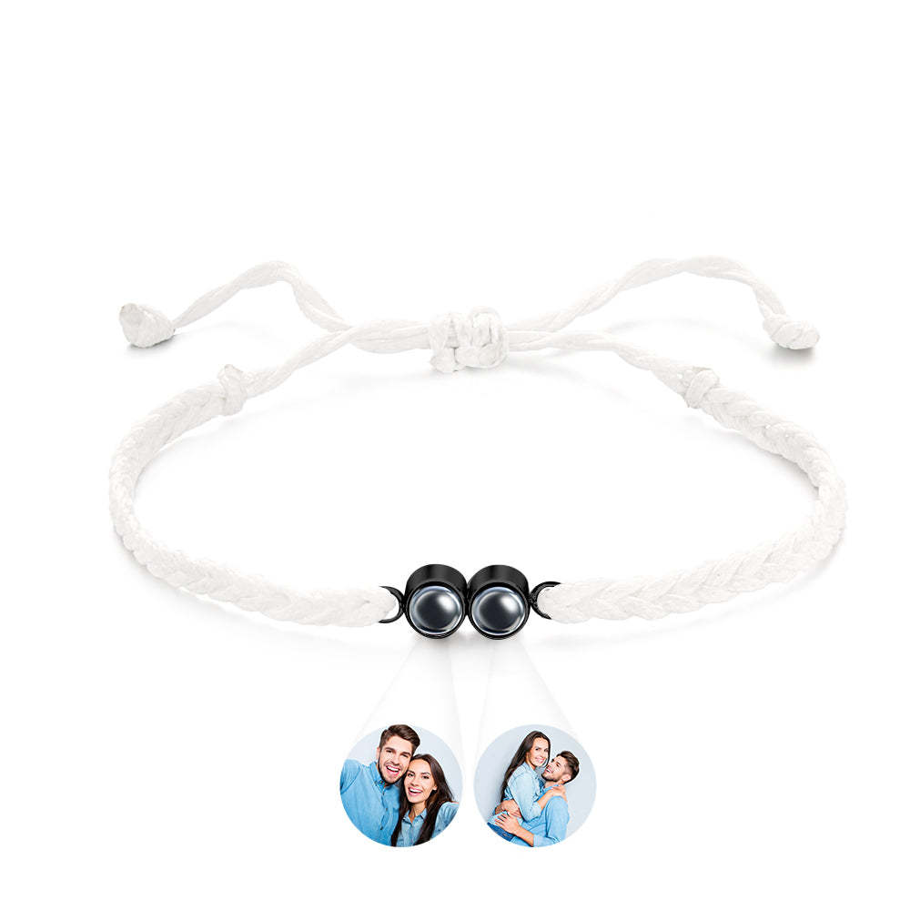 Bracciale Personalizzato Con Immagine Proiettata. Corda Intrecciata Multicolore. Bracciale Personalizzato Con Due Foto. Regalo Semplice - tuacollananome