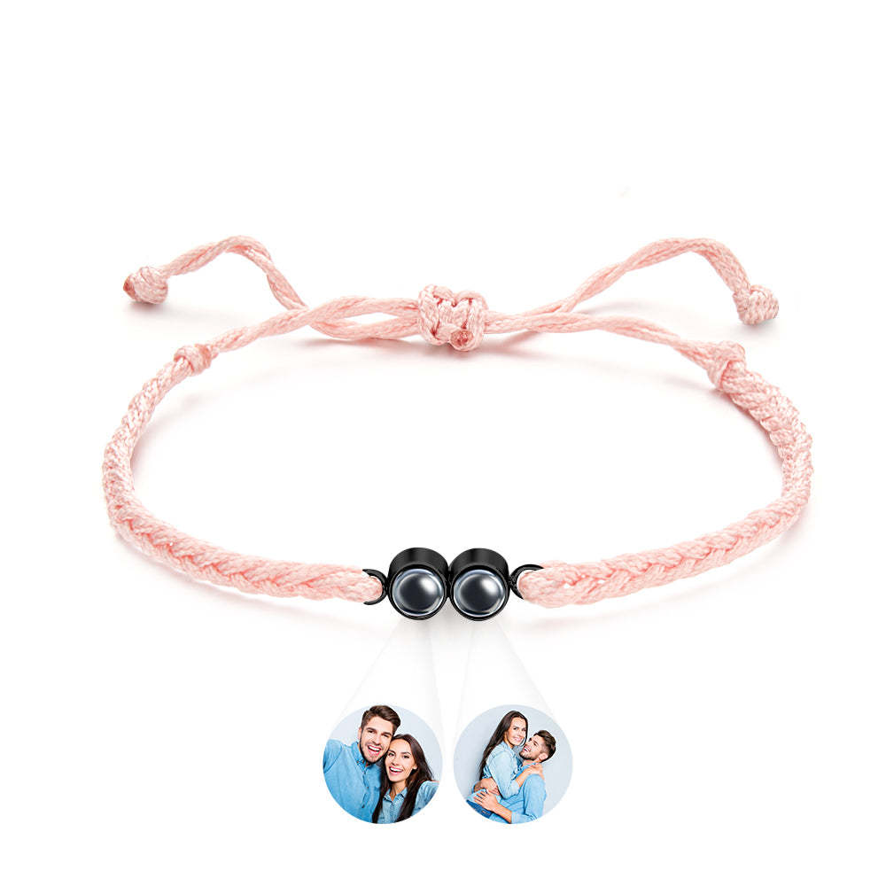 Bracciale Personalizzato Con Immagine Proiettata. Corda Intrecciata Multicolore. Bracciale Personalizzato Con Due Foto. Regalo Semplice - tuacollananome