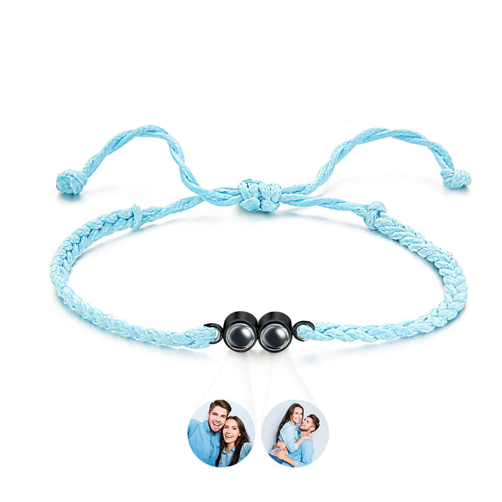 Bracciale Personalizzato Con Immagine Proiettata. Corda Intrecciata Multicolore. Bracciale Personalizzato Con Due Foto. Regalo Semplice - tuacollananome