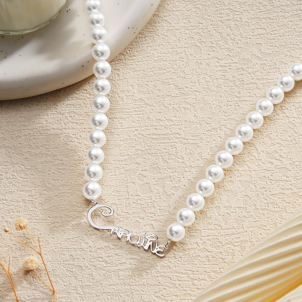 Collana Di Perle Con Nome Personalizzato, Regalo Per Ragazza Classica - tuacollananome