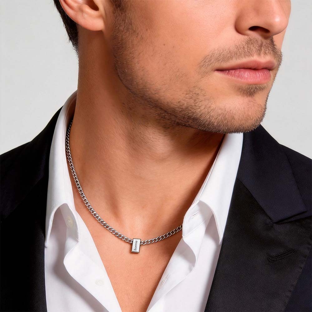 Custom Men Necklace With Family Name, Name Bead Chain Necklace, Personalized Dad Necklace from Daughter, Dad Gift, Valentine’s Day Gifts For Her