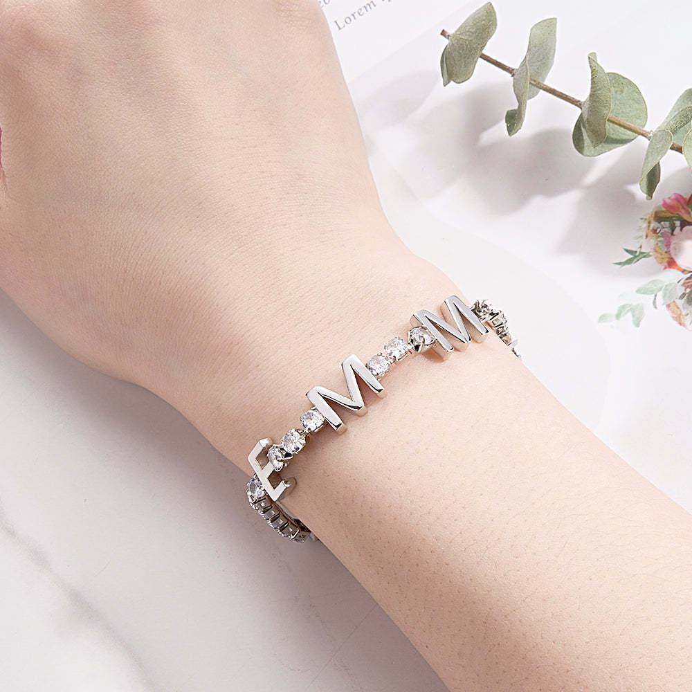 Gioielli Hiphop Con Bracciale A Catena Da Tennis Con Nome Personalizzato E Lettera Per Regalo - tuacollananome