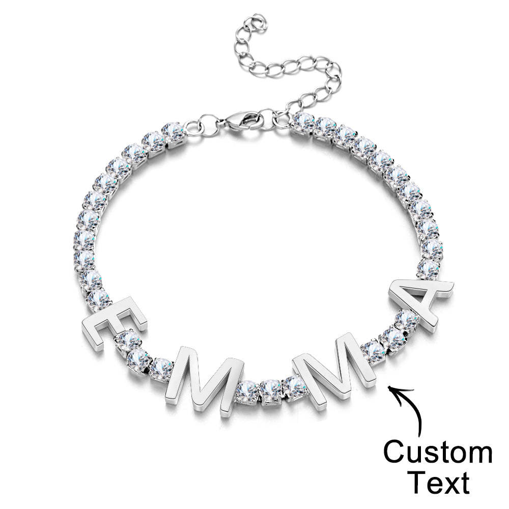 Gioielli Hiphop Con Bracciale A Catena Da Tennis Con Nome Personalizzato E Lettera Per Regalo - tuacollananome