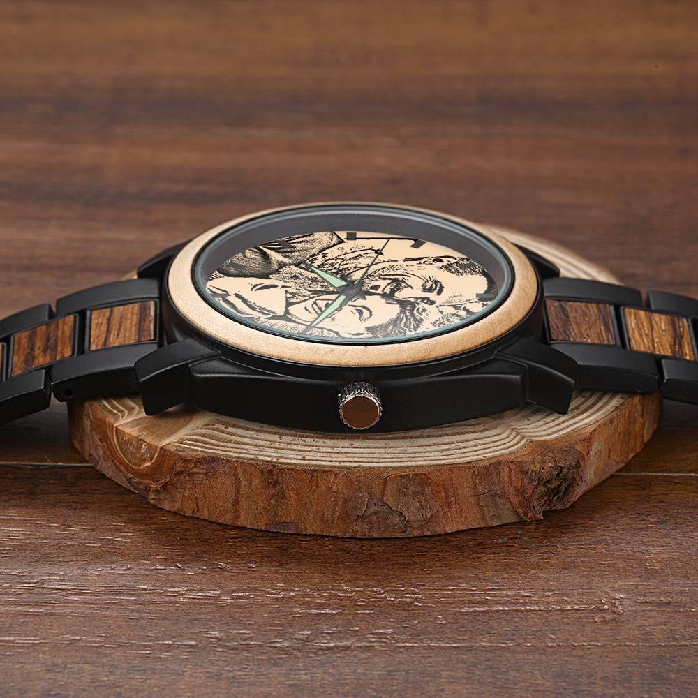 Orologio Personalizzato Con Incisione, Orologio Con Foto E Cinturino In Lega Rossa - 