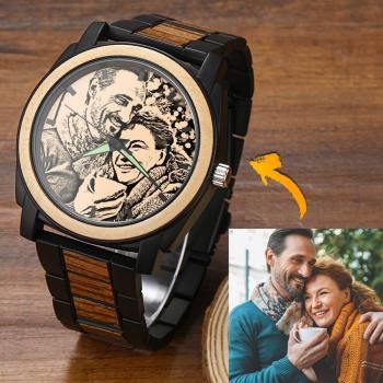 Orologio Personalizzato Con Incisione, Orologio Con Foto E Cinturino In Lega Rossa - 