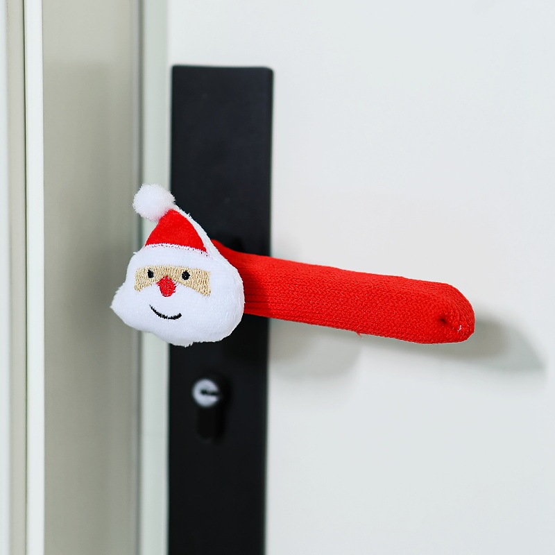 Set Di Quattro Pezzi Per Maniglie Delle Porte Natalizie, Protezioni Decorative Per Maniglie In Maglia, Decorazioni Con Babbo Natale, Renne E Alberi - 