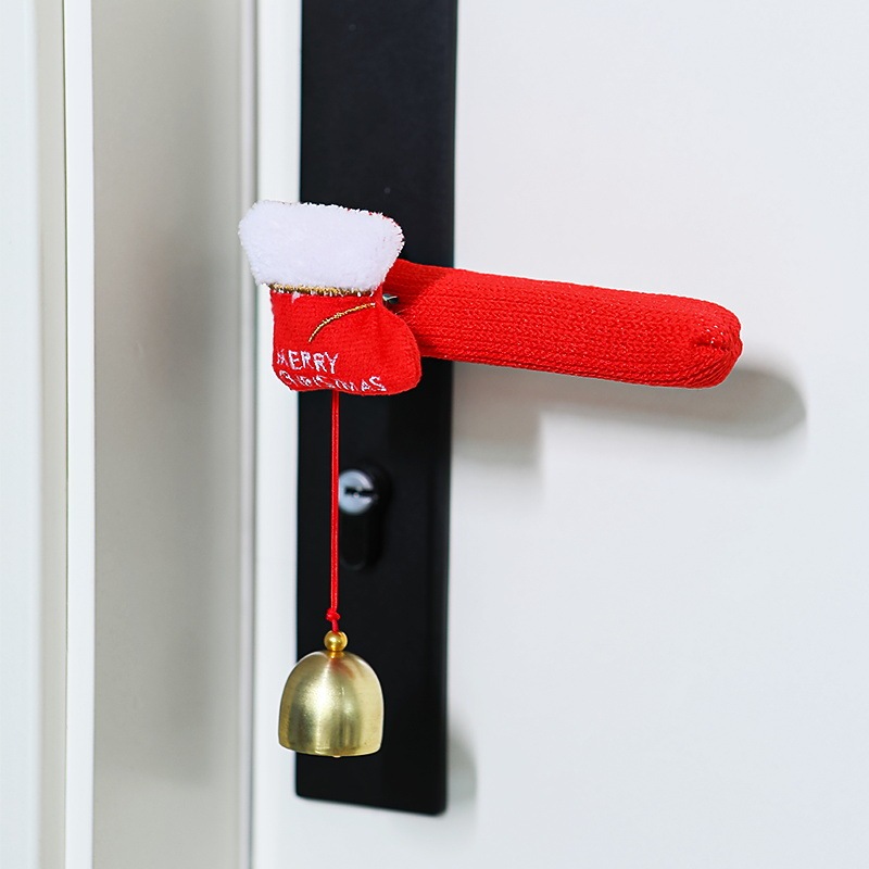 Set Di Quattro Pezzi Per Maniglie Delle Porte Natalizie, Protezioni Decorative Per Maniglie In Maglia, Decorazioni Con Babbo Natale, Renne E Alberi - 