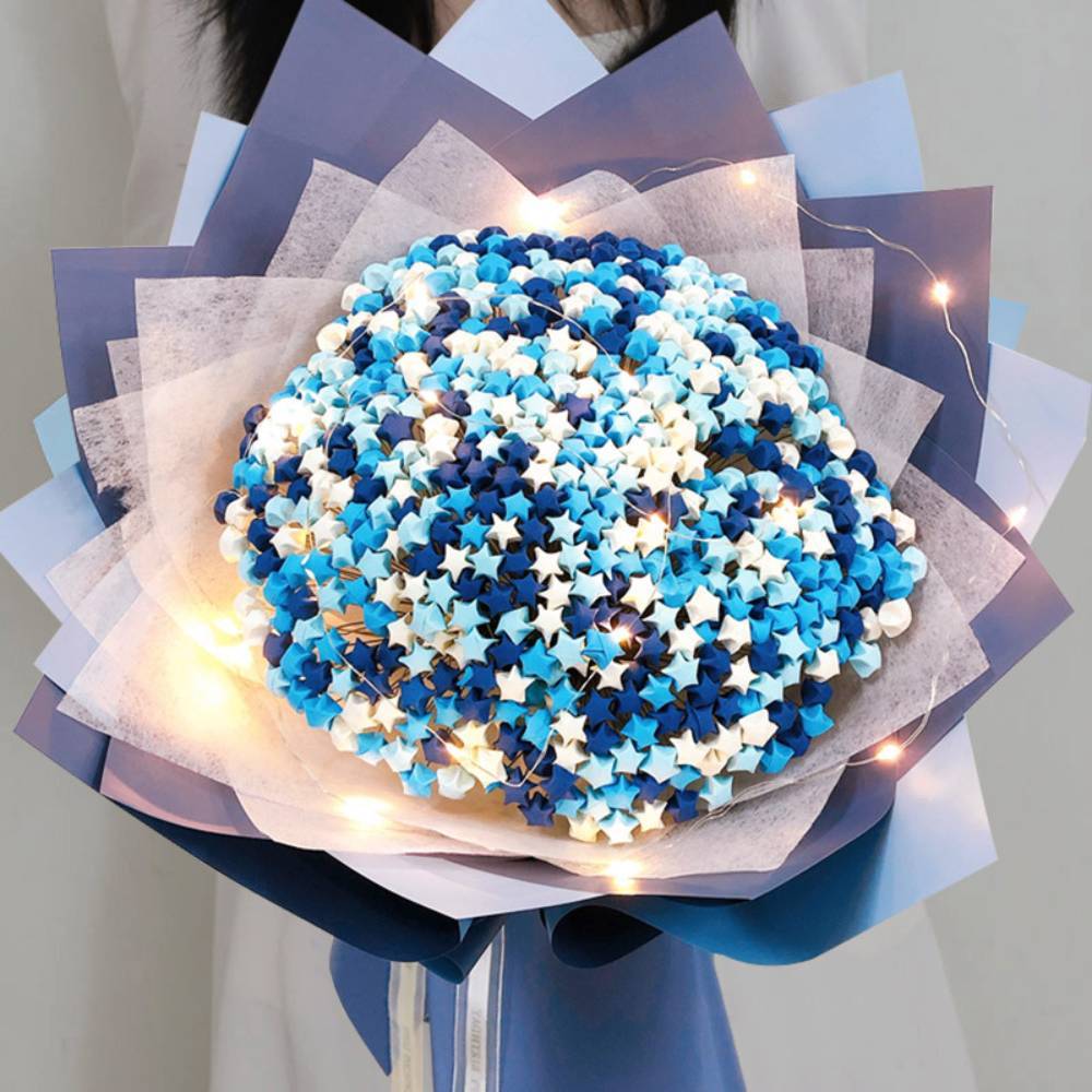 Set Di Bouquet Di Stelle Di Carta Portafortuna Fai-da-te, Regali Di San Valentino Per Gli Innamorati - tuacollananome